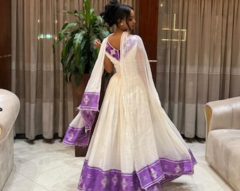 Ethiopian Habesha Kemis Handwoven Cotton Traditional Dress with Tibeb Embroidery African Heritage Fashion