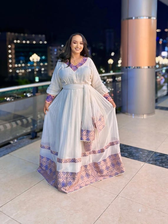 Ethiopian Habesha Kemis Handwoven Cotton Traditional Dress With Tibeb  Embroidery African Heritage Fashion - Etsy Canada