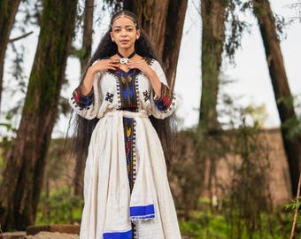 Handmade Ethiopian Cotton Kemis – Traditional Habesha Dress