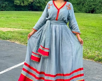 Handmade Ethiopian Cotton Kemis – Traditional Habesha Dress