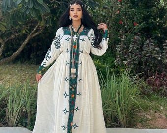 Handmade Ethiopian Cotton Kemis – Traditional Habesha Dress