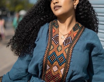 Handmade Ethiopian Cotton Kemis – Habesha Traditional Dress