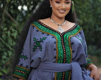 Handmade Ethiopian Cotton Kemis - Traditional Habesha Dress
