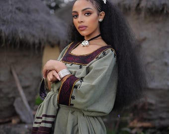Handmade Ethiopian Cotton Kemis – Traditional Habesha Dress