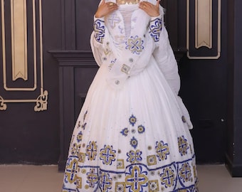 Ethiopian Habesha Kemis Handwoven Cotton Traditional Dress with Tibeb Embroidery African Heritage Fashion