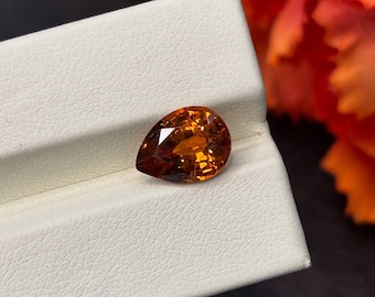 AAA Flawless Lab Created Orange Sapphire Pear Cut, 10.6x7.2x5 mm, 3.2 Ct, Loose Faceted Gemstone for Jewelry Making
