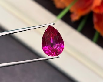 AAA Flawless Lab Created Ruby Pear Cut, 13.4x9.7x6.6 mm, 7.4  Ct, Loose Faceted Gemstone for Jewelry Making
