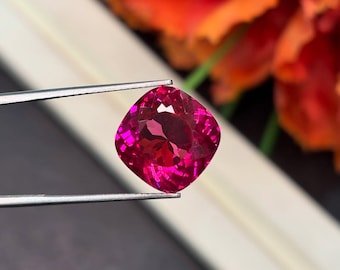 AAA Flawless Lab Created Ruby Cushion Cut, 13.5x13.5x7.5 mm, 12.1 Ct, Loose Faceted Gemstone for Jewelry Making