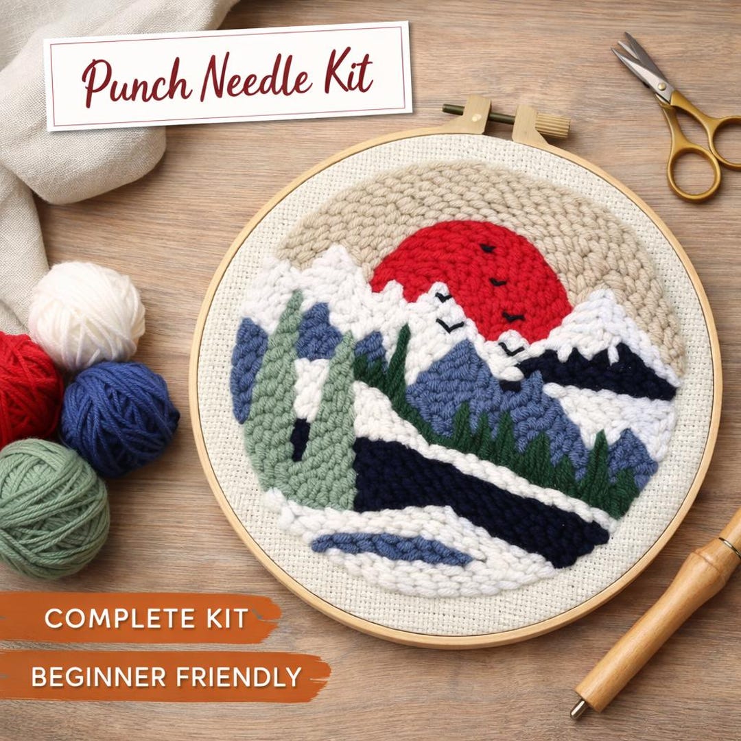 Mountain Sunset Punch Needle Kit DIY Nature Wall Art - Etsy