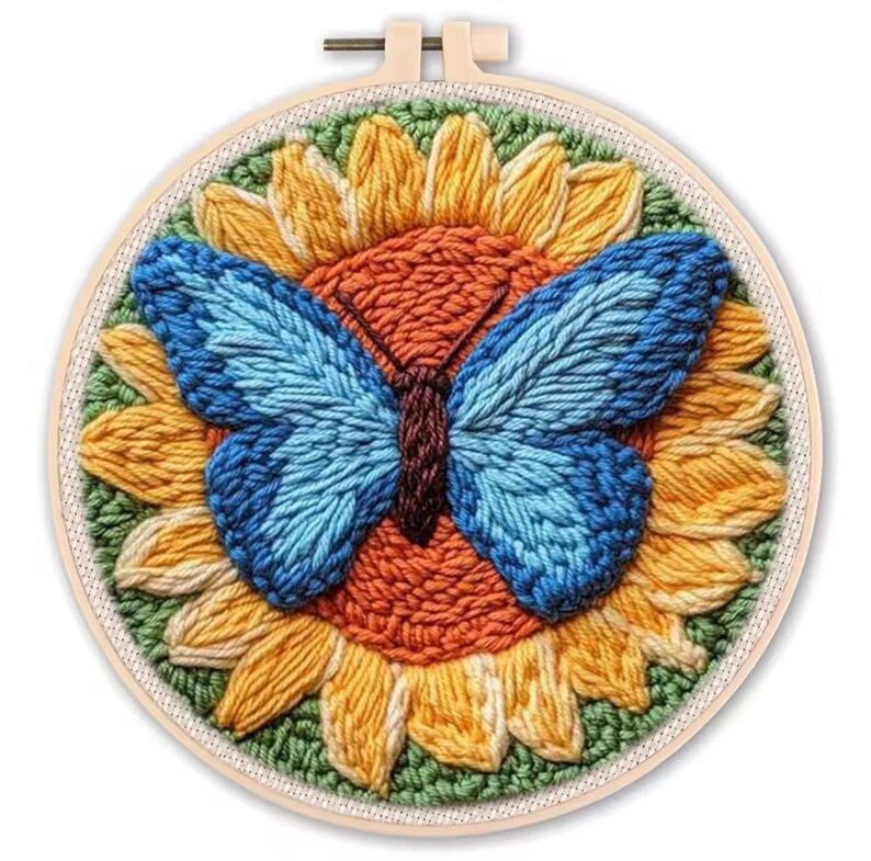 Butterfly Sunflower Punch Needle Kit – Beginner DIY Fiber Art - Etsy