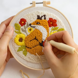 Broderikit med rävstansnål | Skogsdjur DIY-nålpyssel för nybörjare | Mysigt pysselprojekt