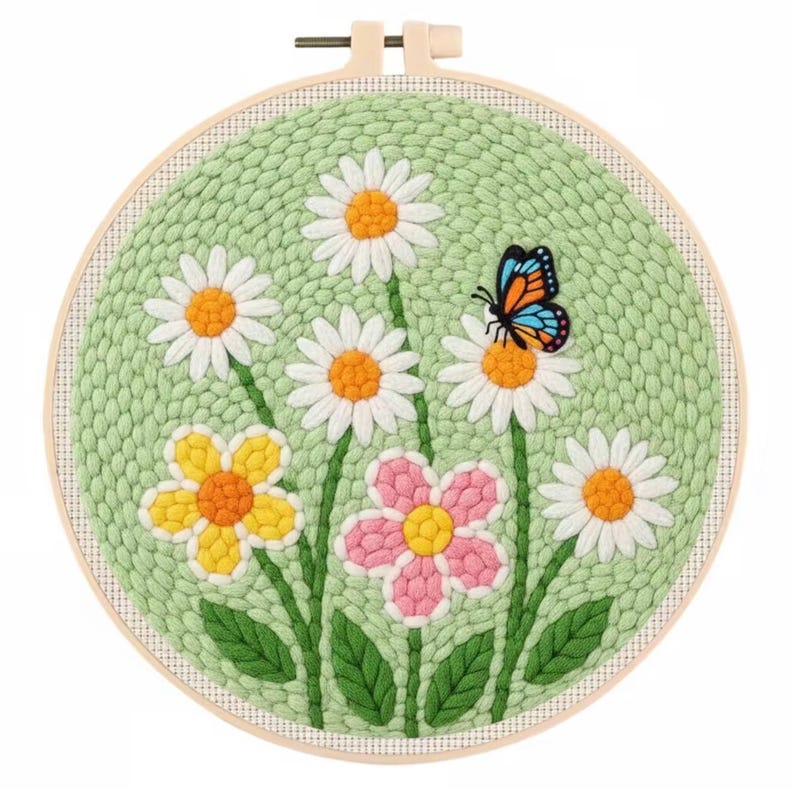Spring Daisy Garden Punch Needle Kit Floral DIY 20cm X 20cm - Etsy