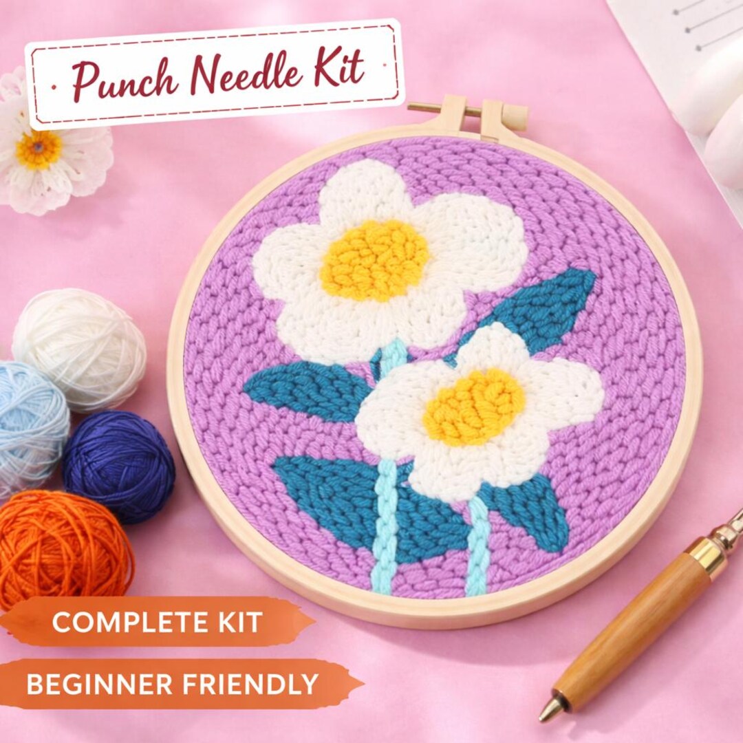Daisy Flower Punch Needle Kit DIY Floral Wall Art 20cm X 20cm - Etsy
