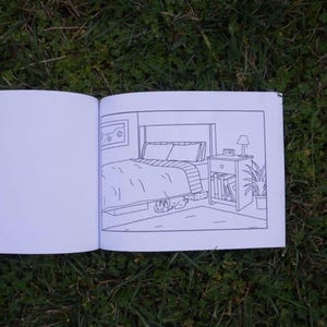 beanie girl | cozy coloring book , cozy backgrounds, easy coloring book image 5