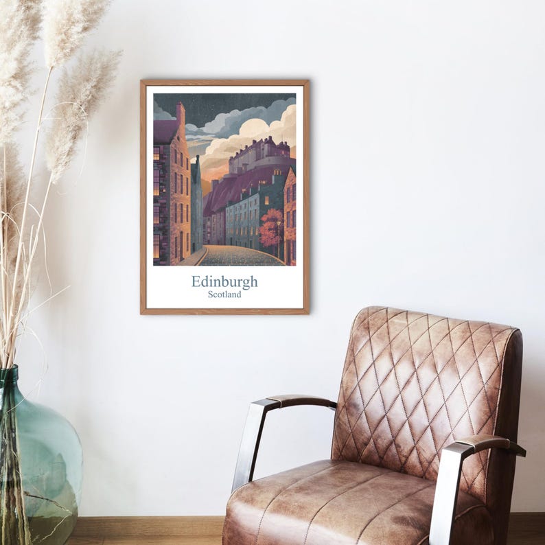 Edinburgh Travel Poster | Retro Modern Wall Art | United Kingdom Print ...