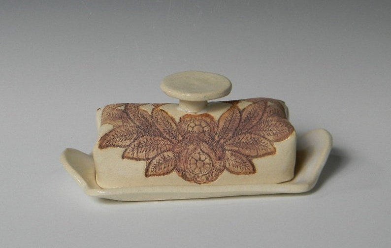 Rose Lace Impressed Butter Dish image 2