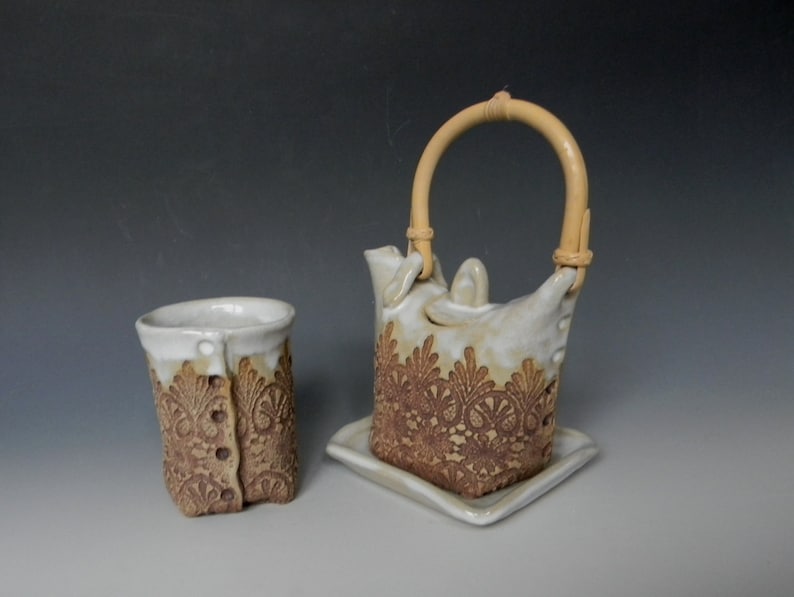 Handmade Ceramic LaceImpressed 1Cup Tea Set Etsy