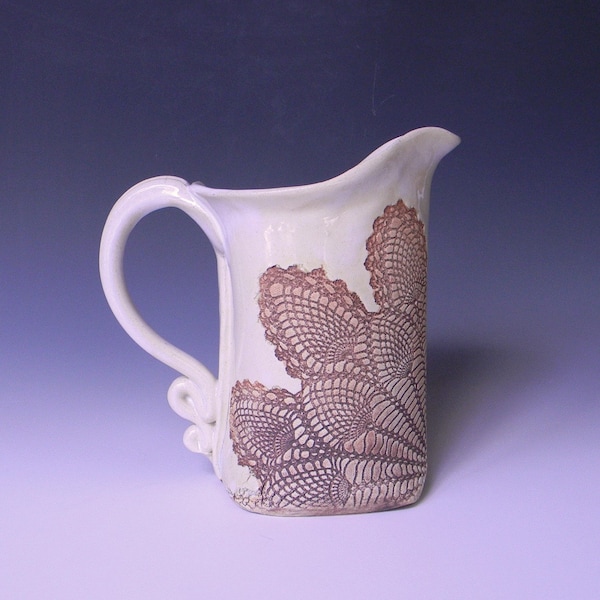 Pineapple Lace Impressed Ceramic 1 Quart Pitcher