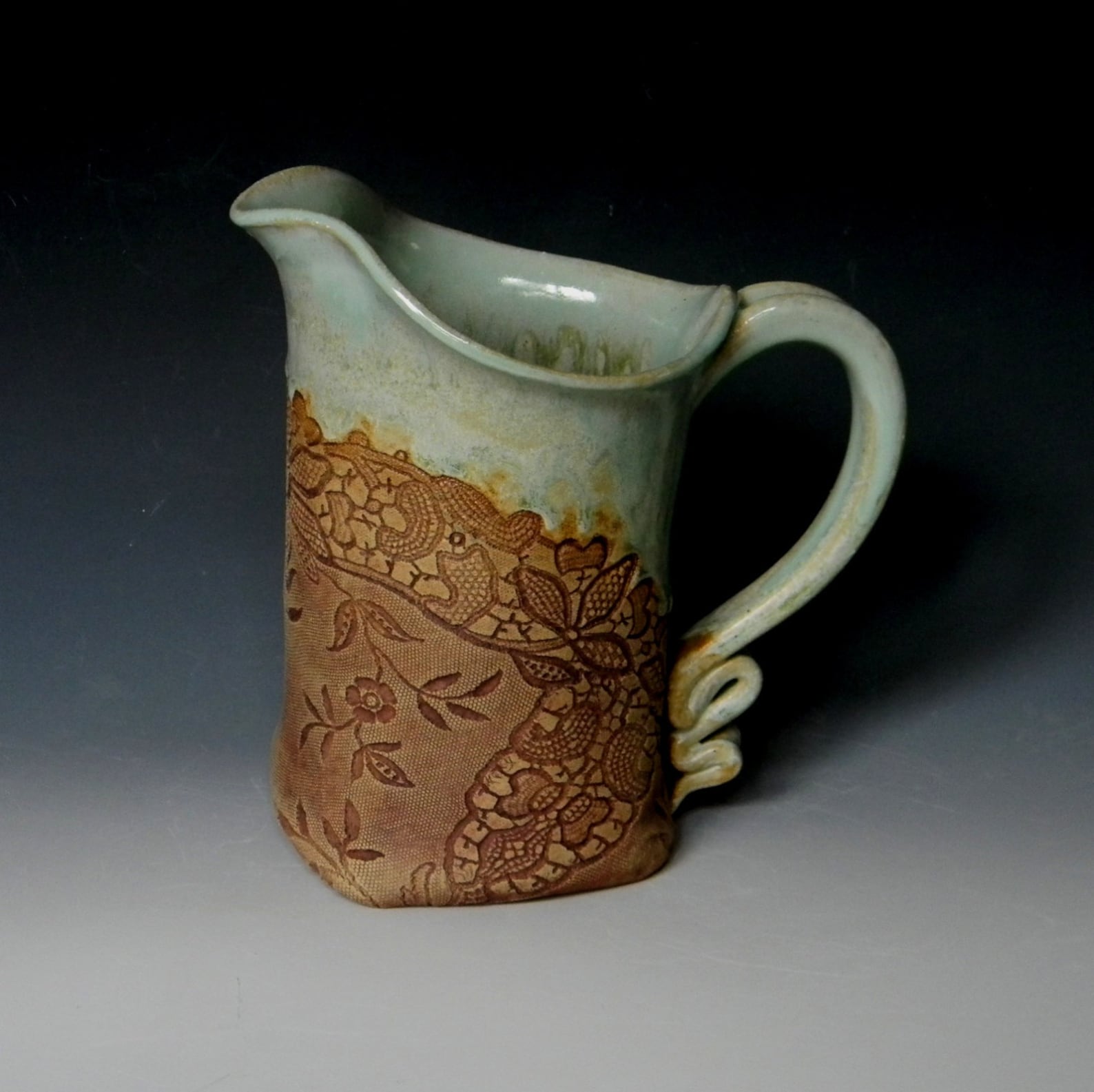 Antique Lace Collar Impressed Ceramic 1 Quart Pitcher Etsy