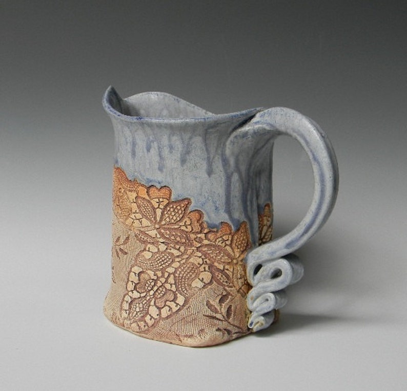 Antique Lace Collar Impressed Ceramic 1 Quart Pitcher Etsy