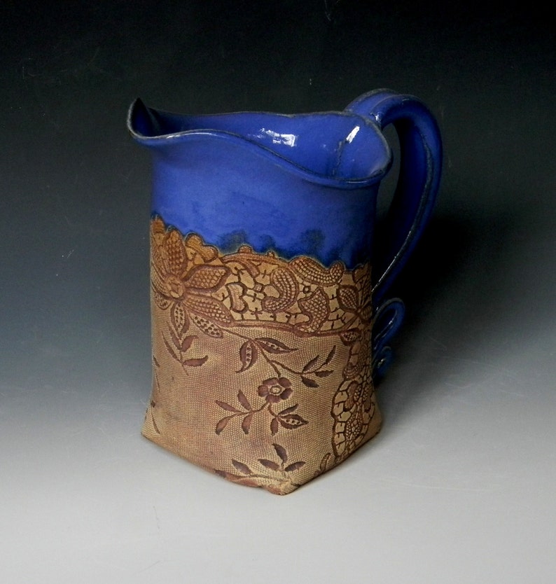Antique Lace Collar Impressed Ceramic 1 Quart Pitcher Etsy