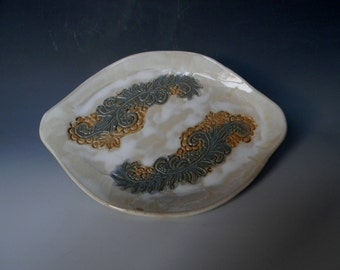 Lace-Impressed Ceramic Serving Platter