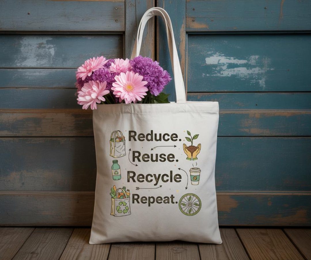 Reduce Reuse Recycle Repeat Tote Bag • Eco Friendly Canvas Grocery Bag ...