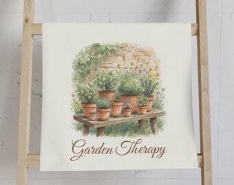 Toalha de mão com estampa de jardim de ervas em vasos | Toalha de chá botânica para cozinha