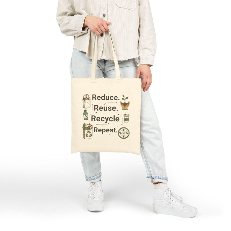 Reduce Reuse Recycle Repeat Tote Bag • Eco Friendly Canvas Grocery Bag ...
