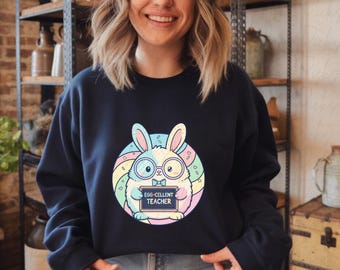 Camiseta de maestro/a con huevo • Linda camiseta de maestro/a de Pascua • Camiseta de conejito para el aula • Traje de maestro/a de primavera • Regalo de agradecimiento para maestros/as