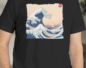 Vintages japanisches Welle T-Shirt, große Welle Grafik T-Shirt, japanische Street Wear, Japan Kunst, Geschenk für Japan-Liebhaber