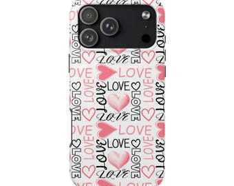 Love Hearts iPhone Case, Pink Valentine Phone Case, Cute Love Pattern iPhone Cover, Romantic Aesthetic Gift,iPhone 17 16 15 14 13 Pro Max X
