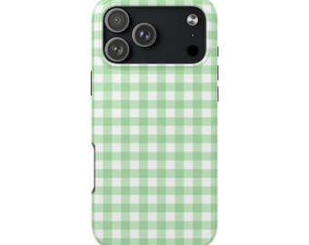 Mint Green Gingham Check Phone Case in Soft Pastel Pattern