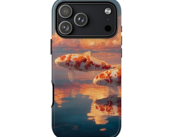 Koi Fish Sunset iPhone Case, Japanese Art Phone Cover