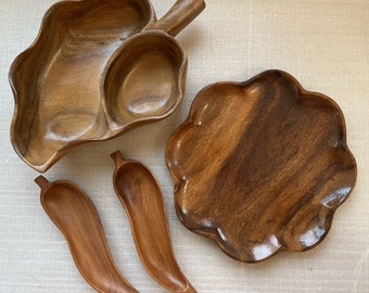 Hawaiian Wood Serving Platters Vintage Monkey Pod Wood Alii Woods