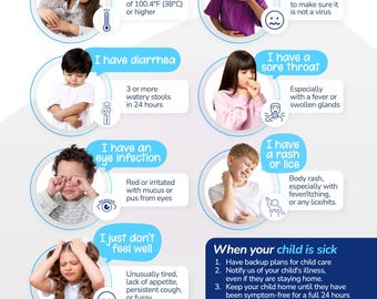 Daycare Sick Policy Flyer, Childcare Illness Sign, Bilingual (English/Spanish) (Digital Download)