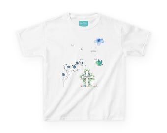 Kids Praise Jesus T-Shirt, Floral Cross, Christian Youth Tee