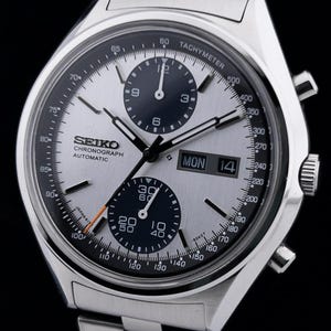 Rare Vintage Seiko Panda Chronograph 6138-8020 Automatic Silver Dial Men’s Gift Watch