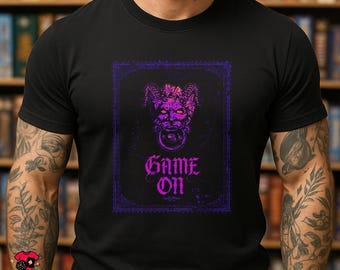 GAME ON T-Shirt | Blood on the Clocktower Inspired Retro Board Game Tee | Social Deduction Gamer Shirt | Black Unisex Tee
