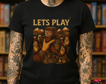 LET'S PLAY T-Shirt | A Feast For Odin Inspired Retro Board Game Tee | Viking Strategy Gamer Shirt | Black Unisex Tee