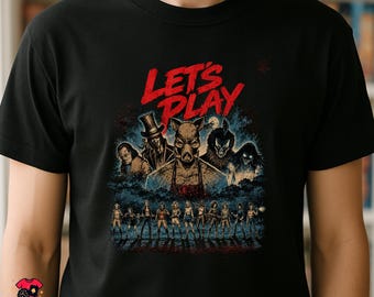 LET'S PLAY T-Shirt | Final Girl Inspired Retro Board Game Tee | Slasher Horror Movie Gamer Shirt | Survivor Black Unisex Tee