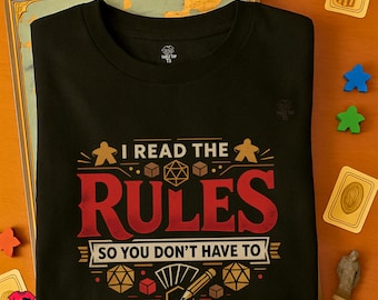 I Read the Rules So You Don't Have To Board Game Night Tee | Unisex Retro Tabletop RPG Dice Shirt | Funny Gamer Tee | Strategy Gaming Gift