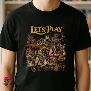 LET'S PLAY T-Shirt | The Quacks of Quedlinburg Inspired Retro Board Game Tee | Potion Brewing Market Gamer Shirt | Black Unisex Gamer Tee