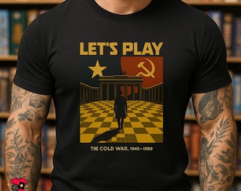 LET'S PLAY T-Shirt | Twilight Struggle Inspired Retro Board Game Tee | Cold War Strategy Gamer Shirt | Black Unisex Gamer Tee
