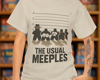 MOVIE MASH-UP T-Shirt: The Usual Suspects Meeple Retro Board Game Tee