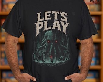 LET'S PLAY T-Shirt | Arkham Horror Cthulhu Inspired Retro Board Game Tee | Cosmic Horror Gamer Shirt | Lovecraft Gift | Black Unisex Tee