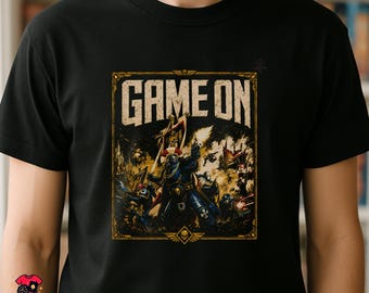 GAME ON T-Shirt | Warhammer 40,000 Conquest Inspired Retro Board Game Tee | Sci-Fi Strategy Gamer Shirt | Black Unisex Tee