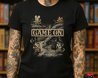 GAME ON T-Shirt | Root Inspired Retro Board Game Tee | Woodland Strategy Gamer Shirt | Black Unisex Tee