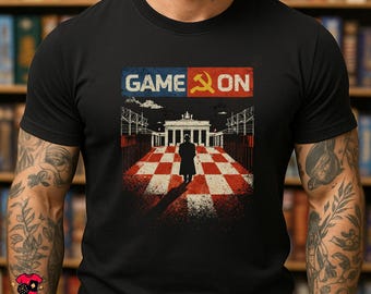 GAME ON T-Shirt | Twilight Struggle Inspired Retro Board Game Tee | Cold War Strategy Gamer Shirt | Black Unisex Tee