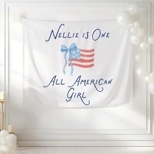 baby girl 1st birthday banner patriotic theme all american girl decor